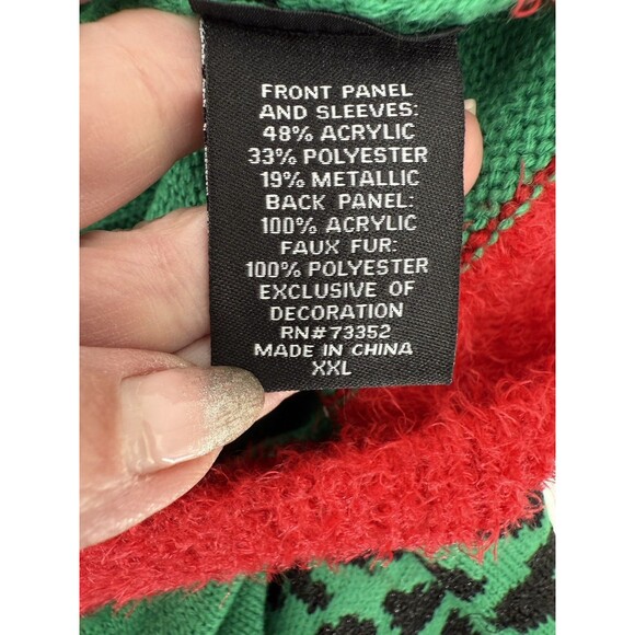 NEW 33 Degrees Women's XXL Green Red Cat Lover Ugly Christmas Sweater Party - Picture 13 of 15